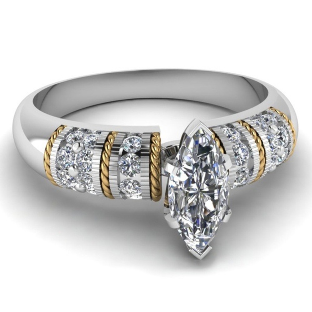 Two tone 925 sterling silver ring